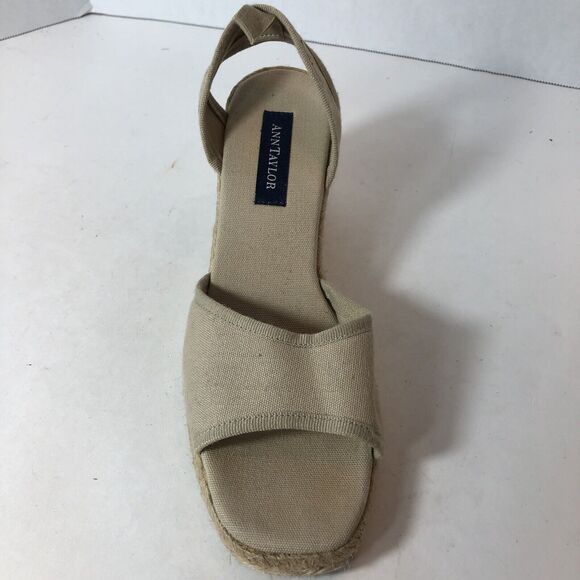 Ann Taylor Sandals Rope Wedge Heel Women's Size 7.5 Tan 3" Heel E1 - Picture 2 of 16